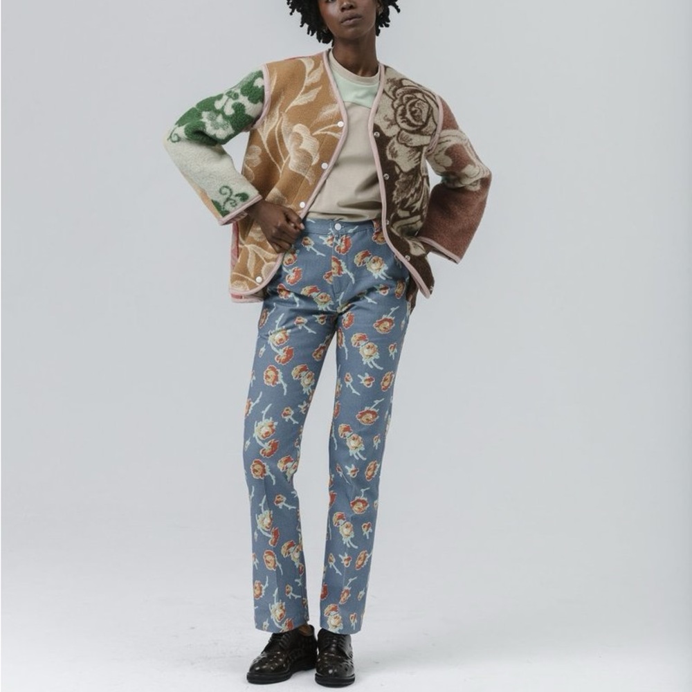 Carleen Yellow Rose Printed Pants NWOT